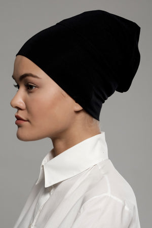 BONNET-TUBE NOIR PREMIUM JERSEY