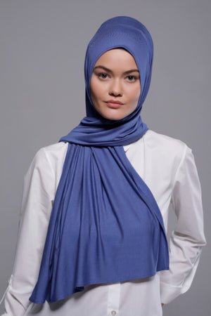 HIJAB PREMIUM JERSEY BLEU