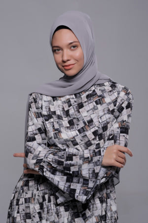 HIJAB MOUSSELINE ROYALE GRIS FALAISE