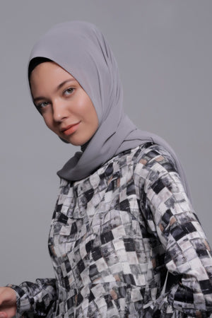 HIJAB MOUSSELINE ROYALE GRIS FALAISE