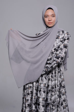 HIJAB MOUSSELINE ROYALE GRIS FALAISE