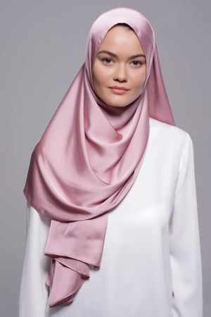 HIJAB SATIN SOYEUX ROSE POUDRE