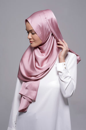 HIJAB SATIN SOYEUX ROSE POUDRE