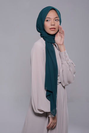 HIJAB MOUSSELINE LUXURY VERT PYRÉNÉES